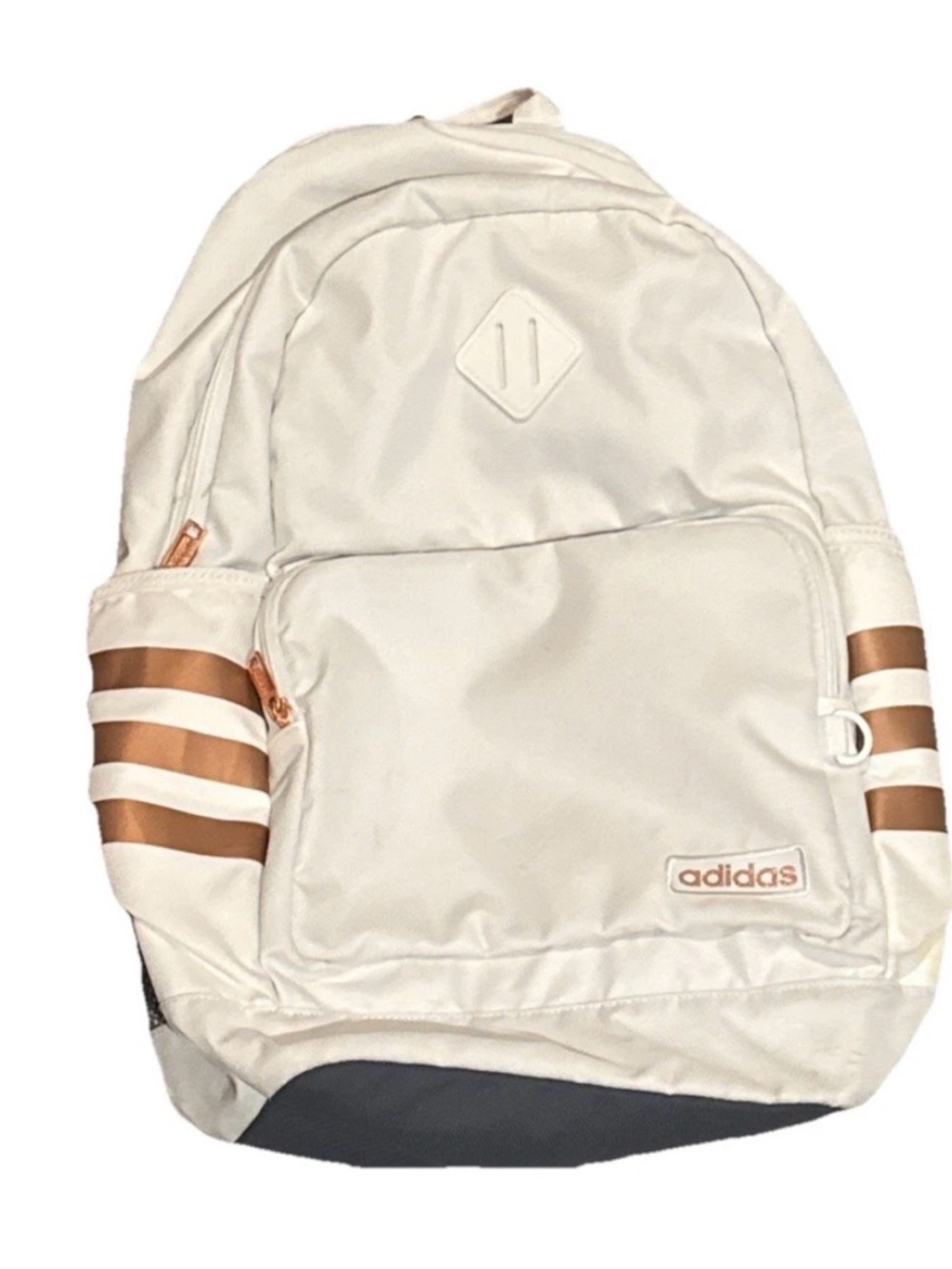 Adidas Women's White Backpack with Rose Gold Accents
